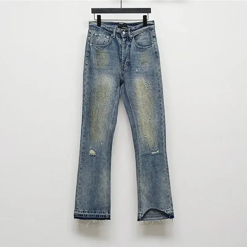 Represent Kick Flare Denim (distressed destroyed and slightly flared jeans)