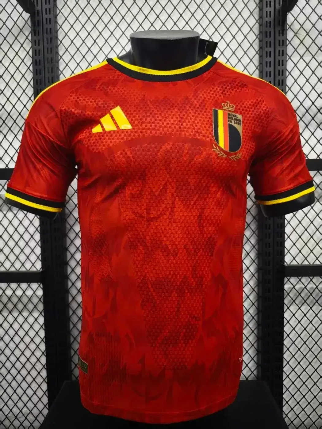 The home jersey of the Belgian national men football team designed by Adidas
