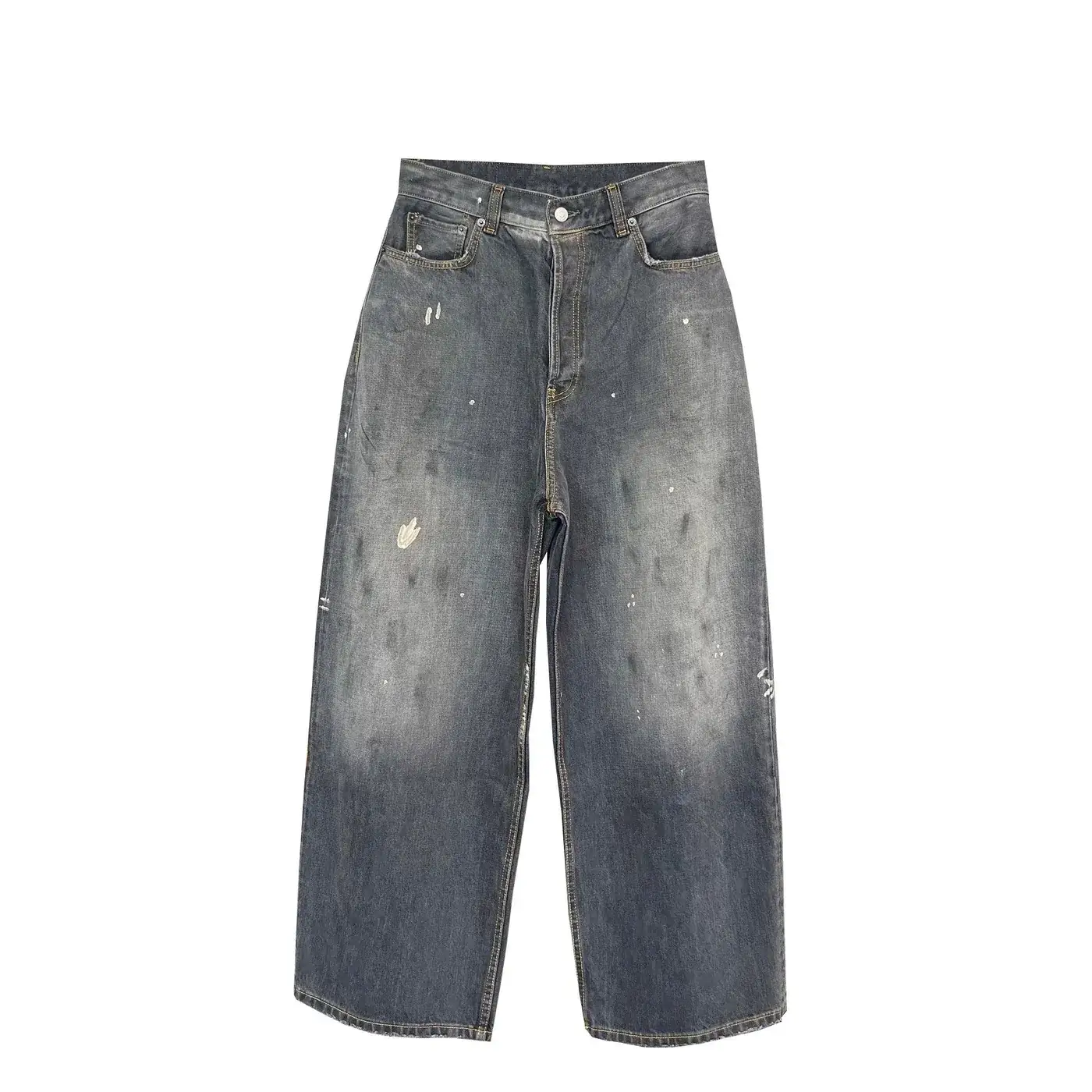 Paint-Splattered Wide-Leg Jeans