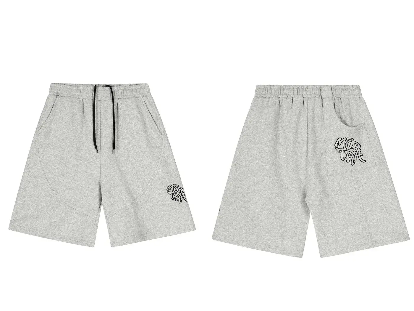 Embroidered Grey Sweat Shorts
