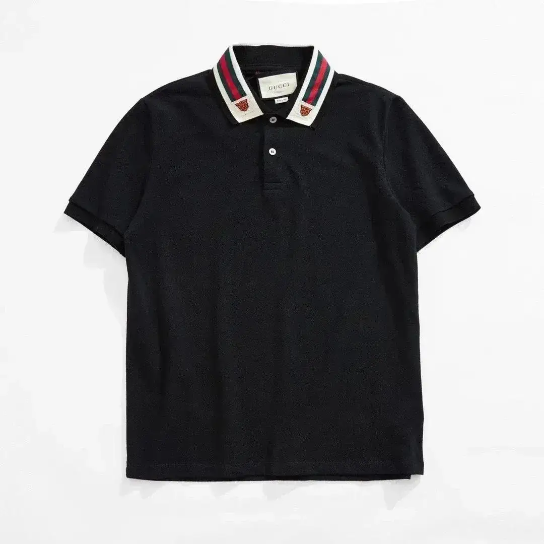 Gucci Polo Shirt with Tiger-Embroidered Web Collar