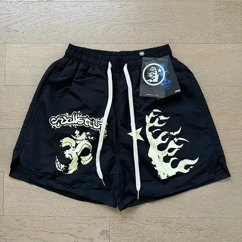 Hellstar-Style Street-Print Athletic Shorts