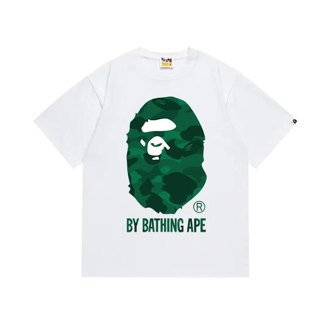 BAPE Green Camo Ape Head White T-Shirt