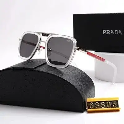 Prada translucent white frame double bridge sunglasses