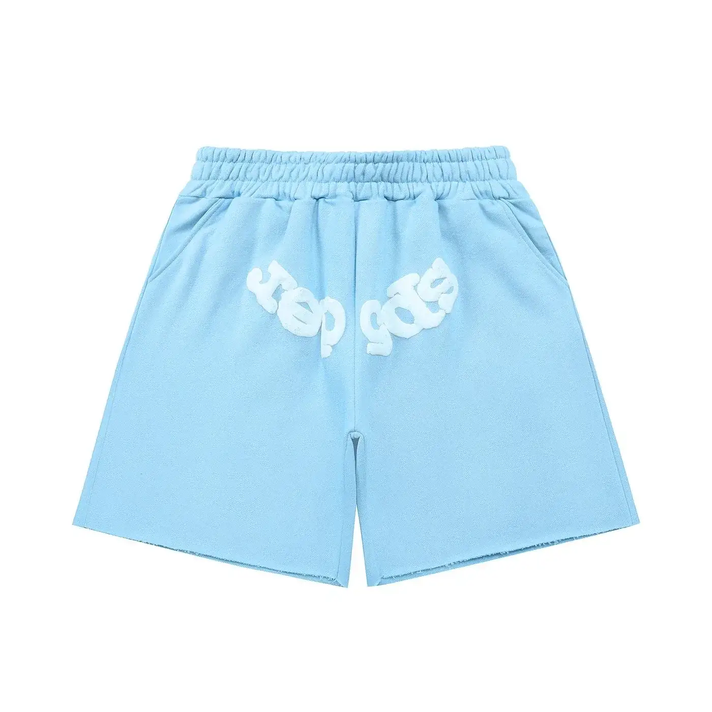 sp5der light blue foam letter shorts
