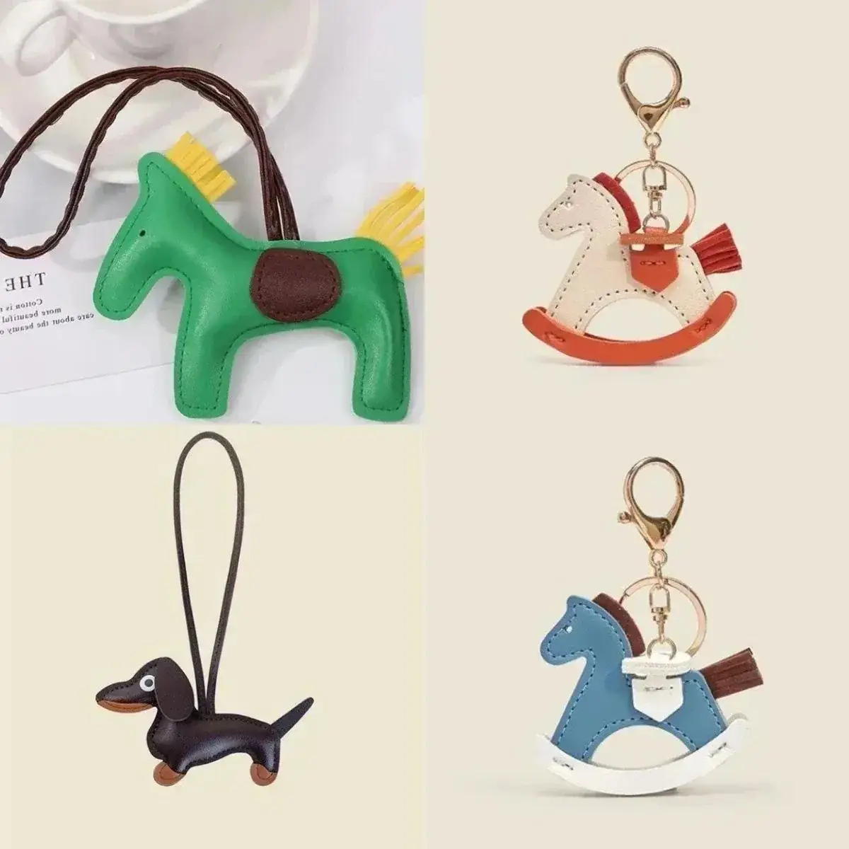 Hermès-Style Leather Bag Charm / Keychain