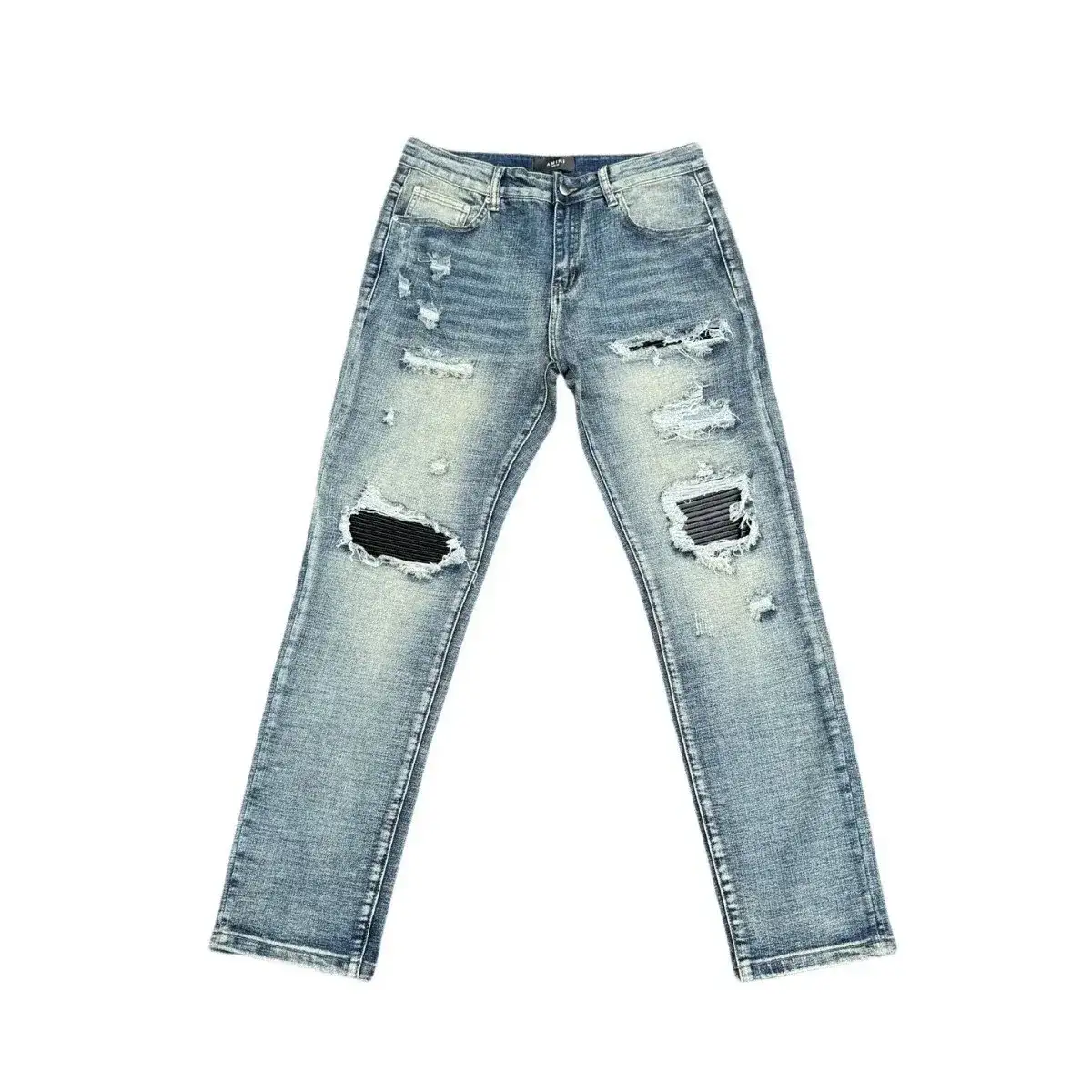 Amiri-Style Distressed Patchwork Jeans