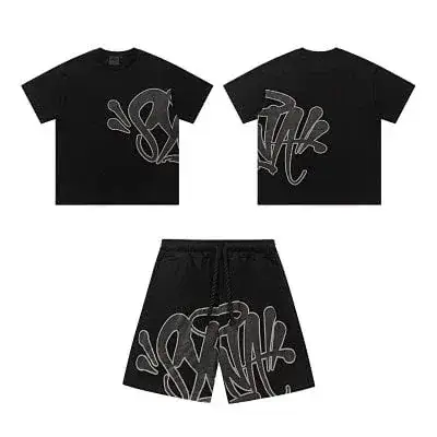 Graffiti T-Shirt and Shorts Set Black