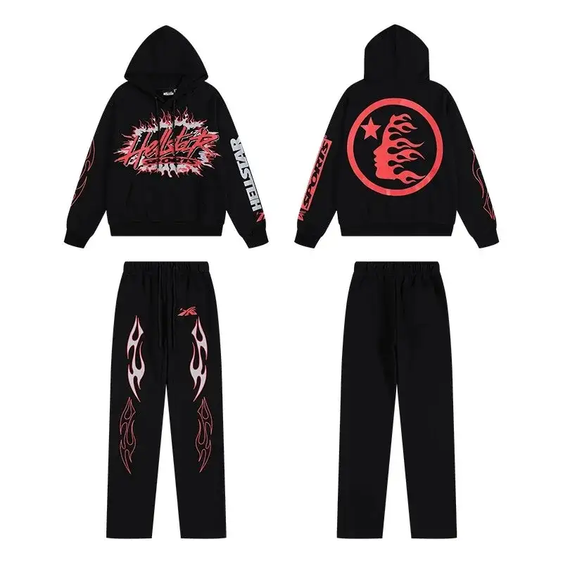 Hellstar Flame Portrait Print Sweatshirt and Sweatpants Set