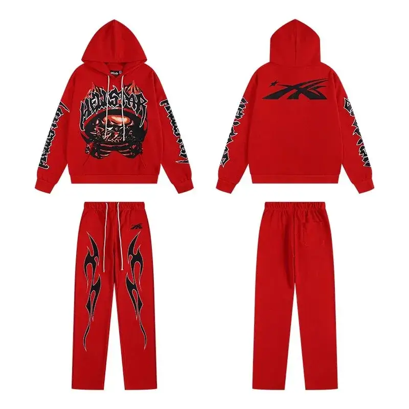 Hellstar Flame Portrait Print Sweatshirt and Sweatpants Set