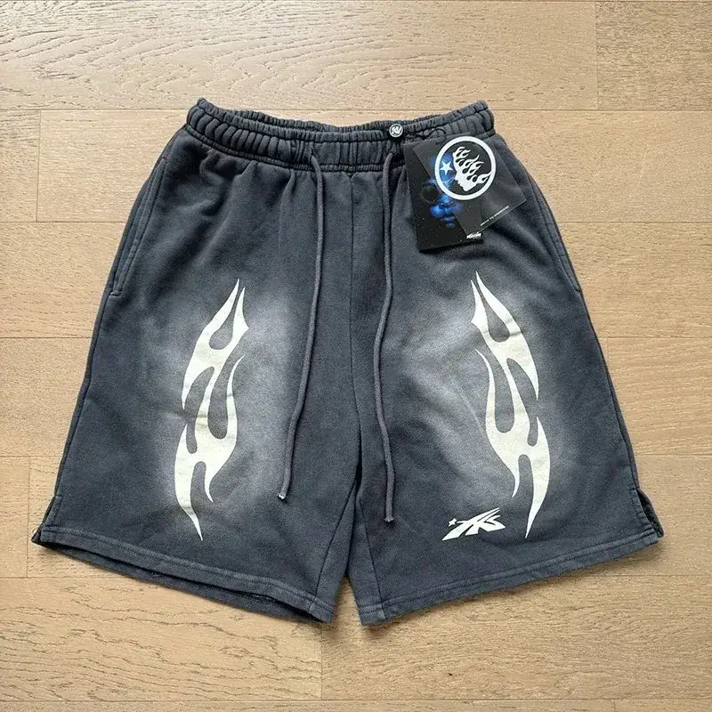 HELLSTAR-Style Flame-Print Athletic Shorts