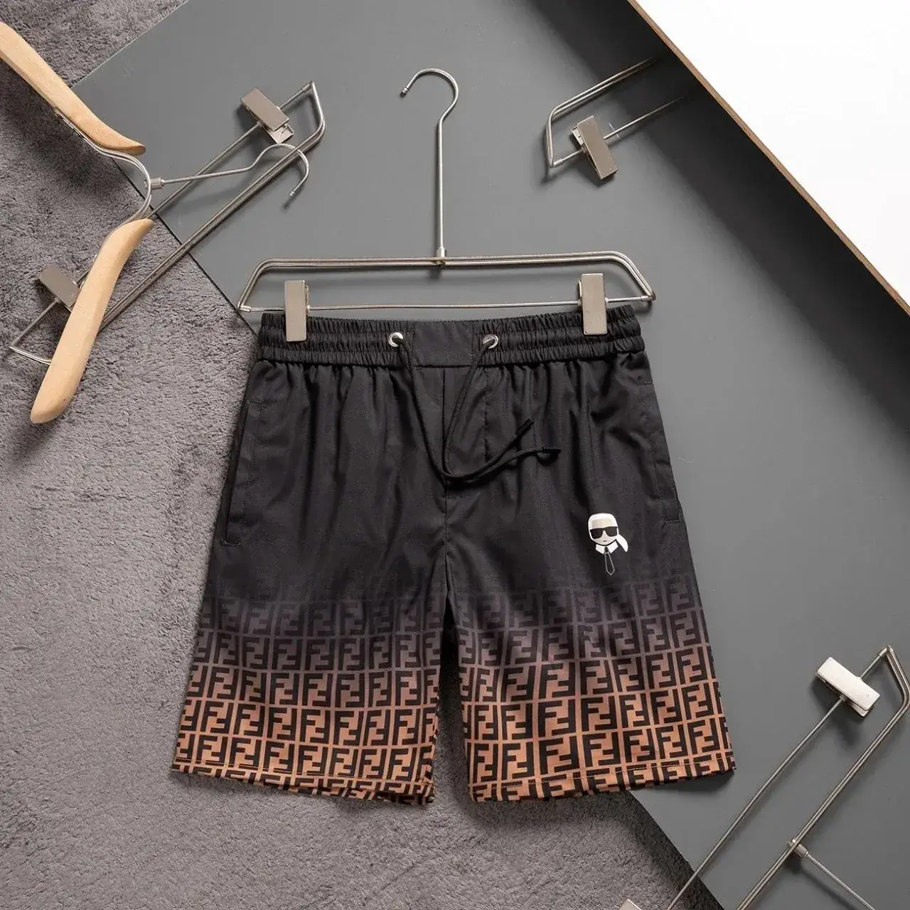 Fendi-Style Gradient FF Monogram Casual Shorts