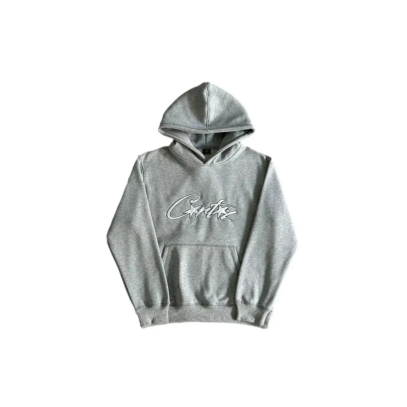 Corteiz-Style Grey Embroidered Hoodie