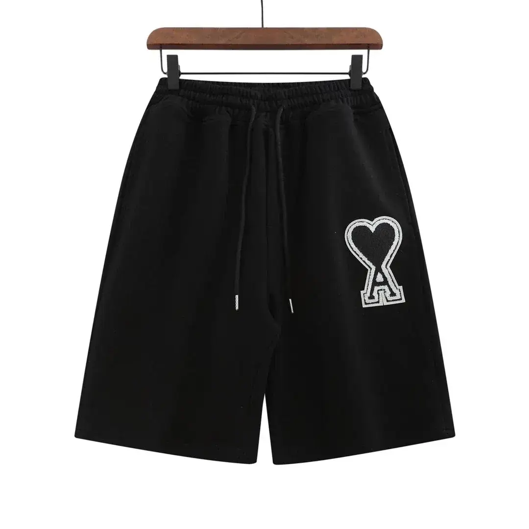 AMI Paris-Style Athletic Shorts with Heart Embroidery