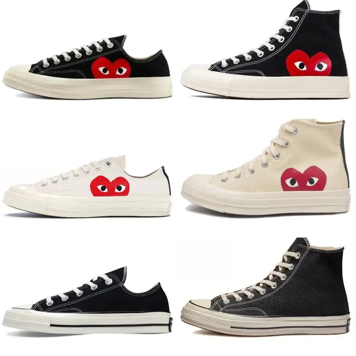 Converse x CDG Play (Comme des Garçons) Collaboration 1970s Canvas Sneakers