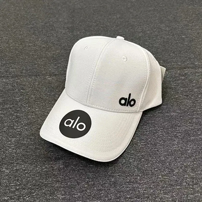 Alo Yoga White Embroidered Baseball Cap