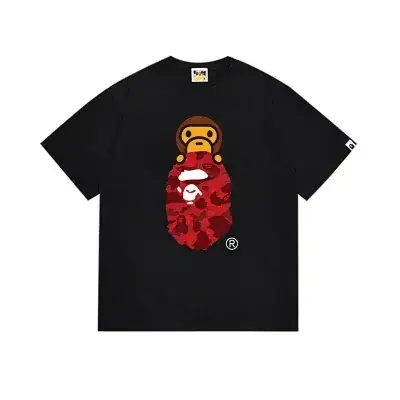 Bape Red Camo Baby Milo Print T-Shirt