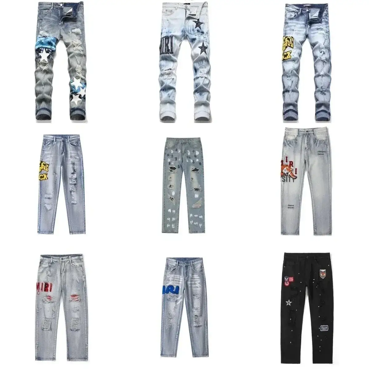 High-Street Style Distressed Jeans (Amiri-Inspired)