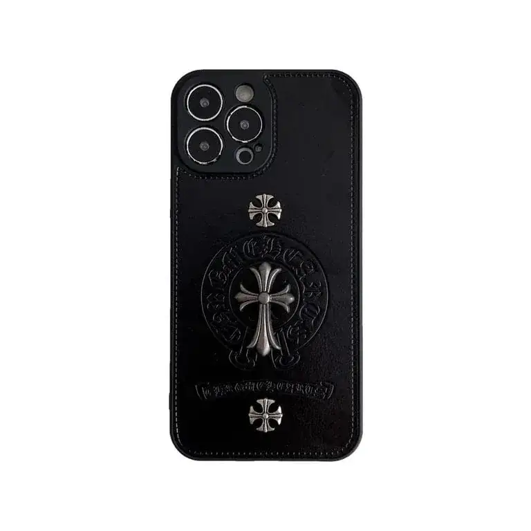 Chrome Hearts cross leather phone case