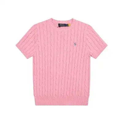 Ralph Lauren pink cable-knit short sleeve sweater