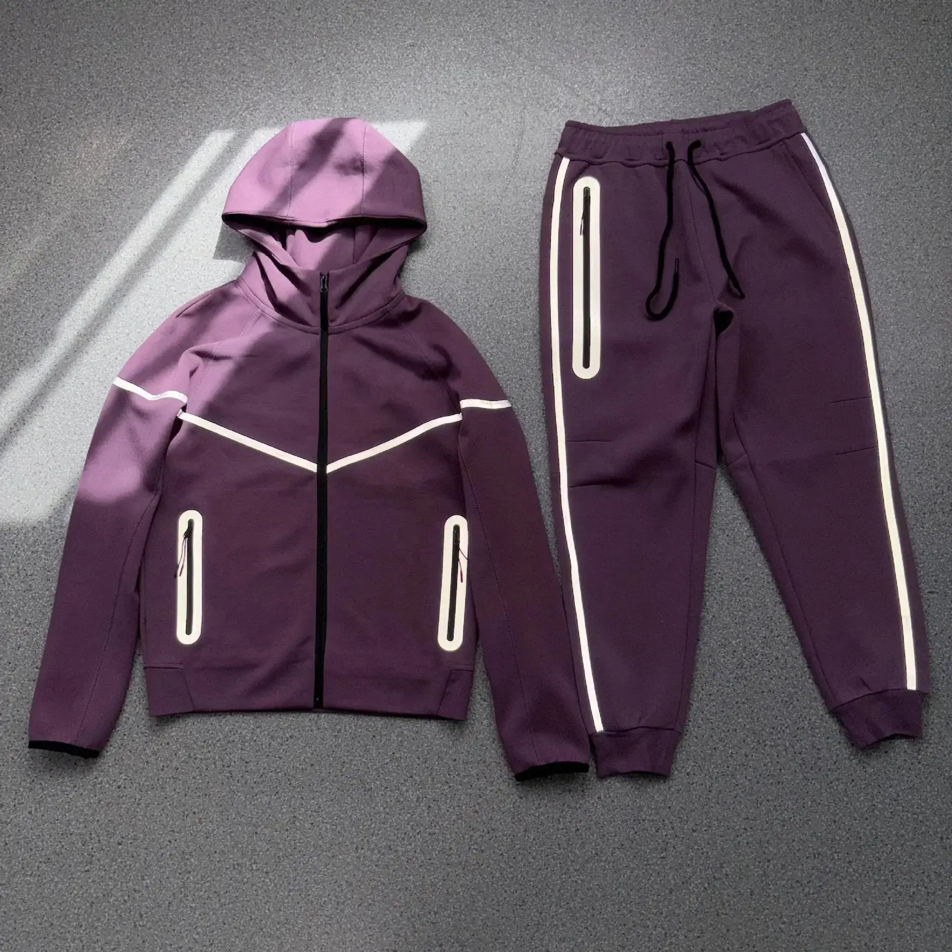 Nike Reflective-Trim Hooded Tracksuit Purple