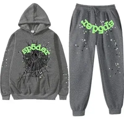 Sp5der Green Web Hoodie Tracksuit
