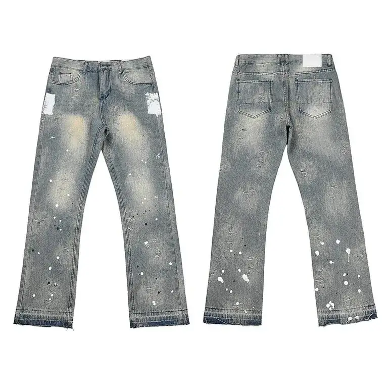 Star Print Washed Flared Jeans