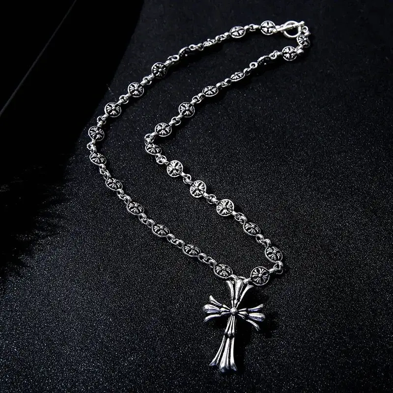 Chrome Hearts Cross Ball Large Cross Pendant Necklace Silver