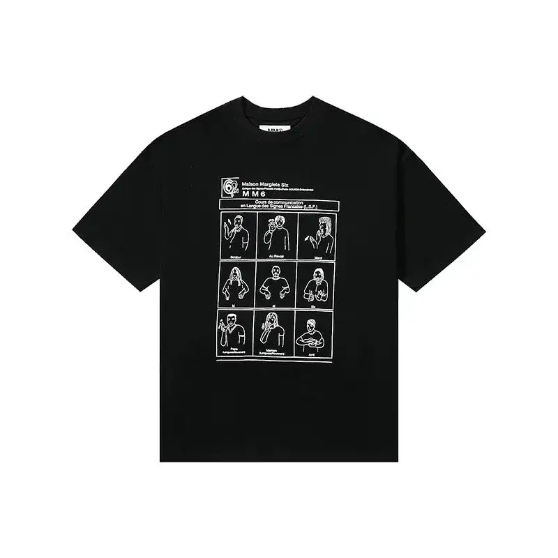 MM6 Maison Margiela Sign Language Graphic T-Shirt Black