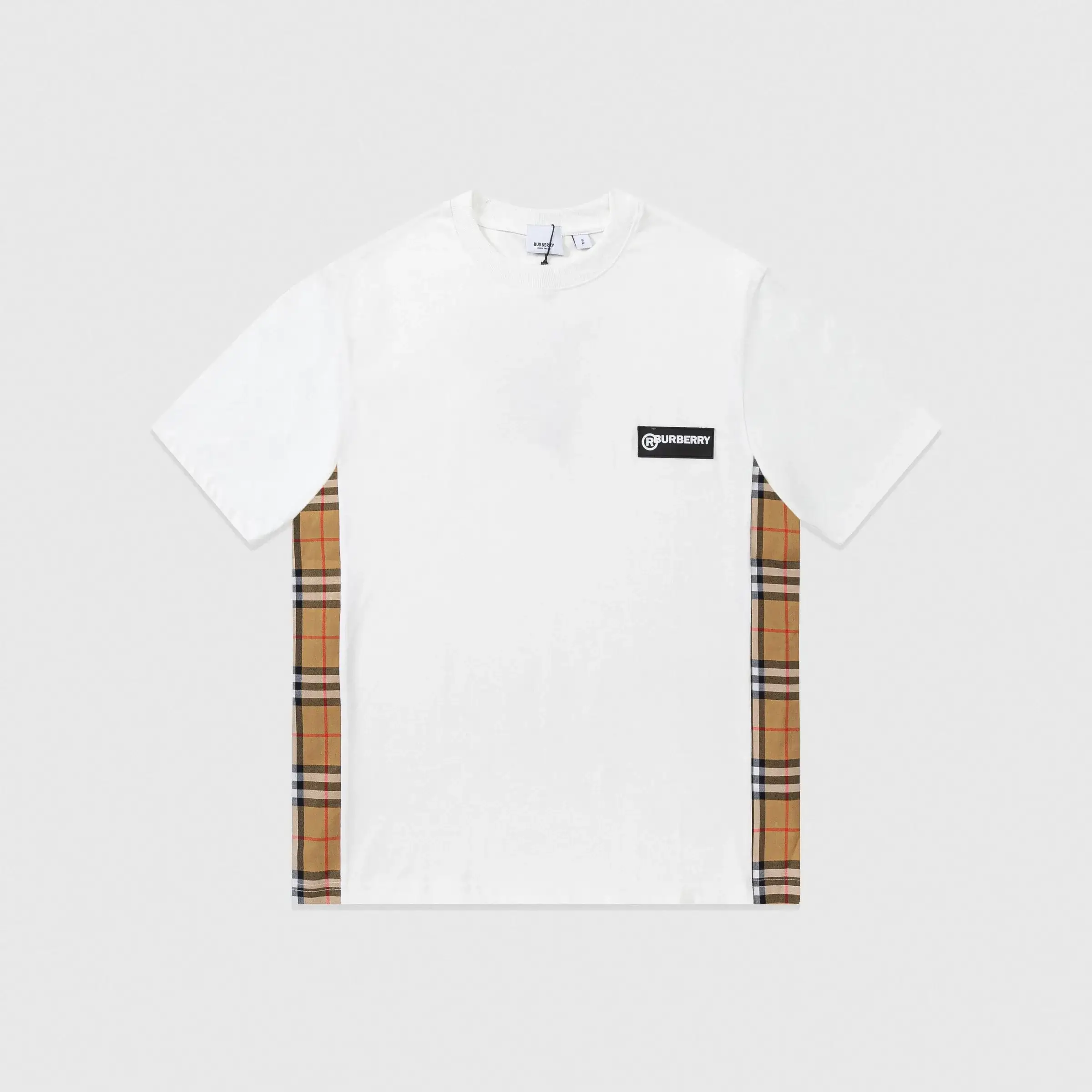 Burberry Vintage Check Panel White T-Shirt
