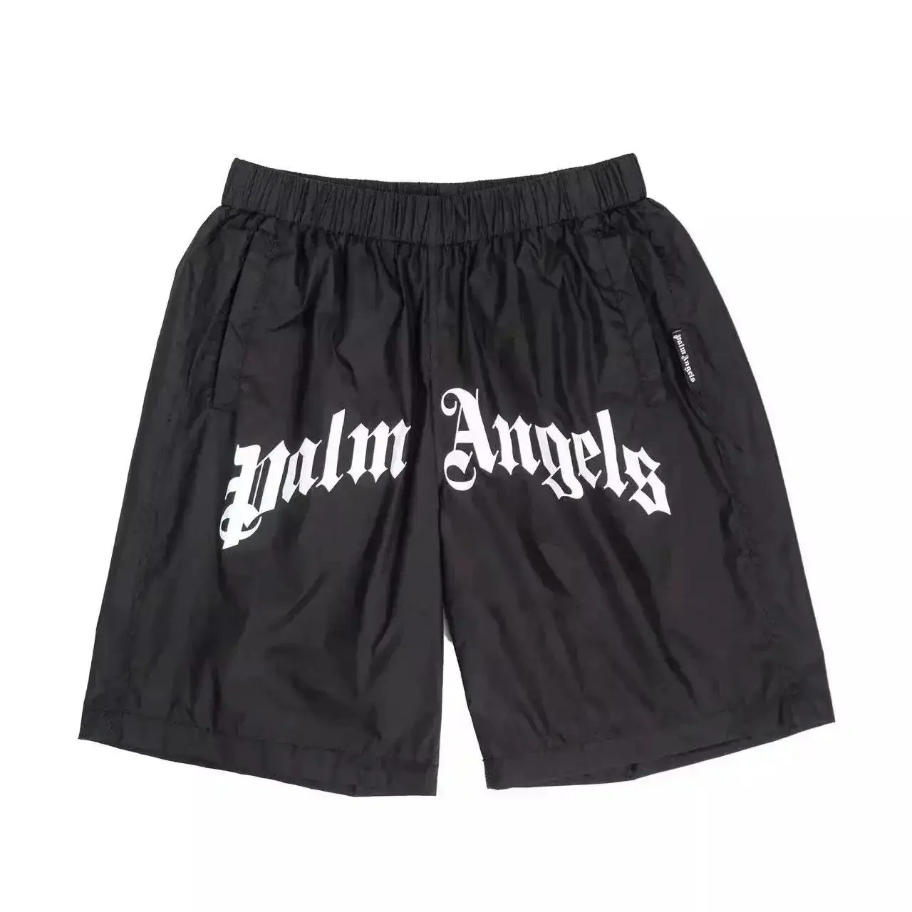 Palm Angels Curved Logo Nylon Shorts Black
