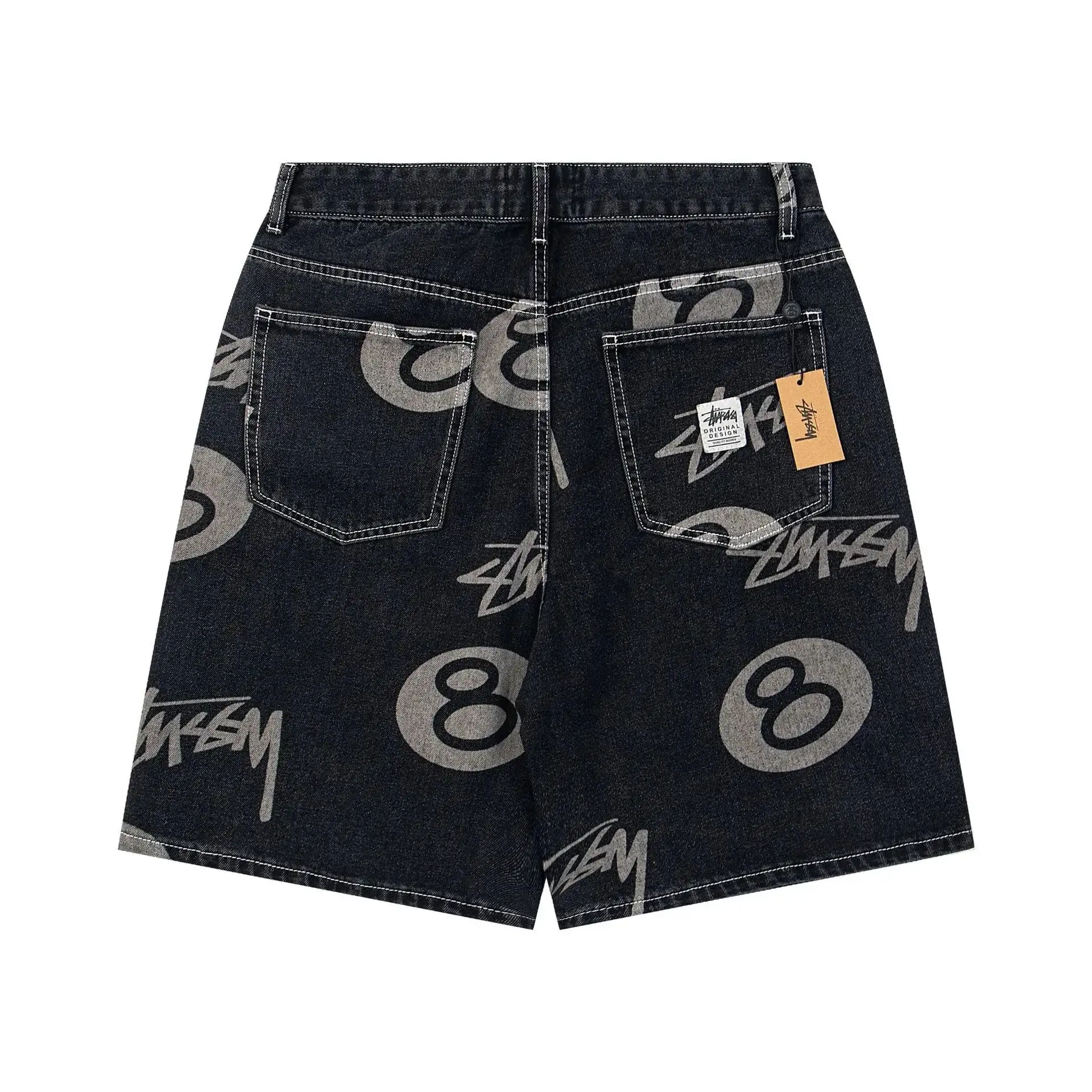 Stussy 8-Ball Denim Shorts Black