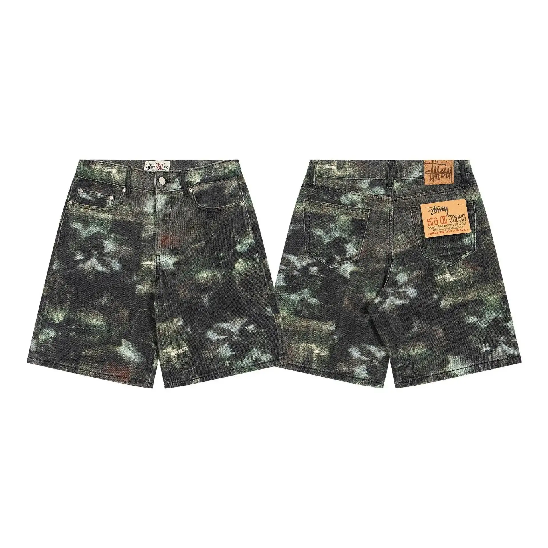 Stussy Big Ol Jean Distressed Camouflage Black