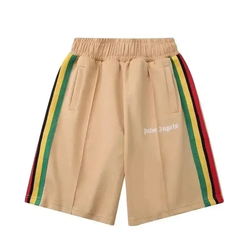 Palm Angels Track Shorts Beige Multicolor