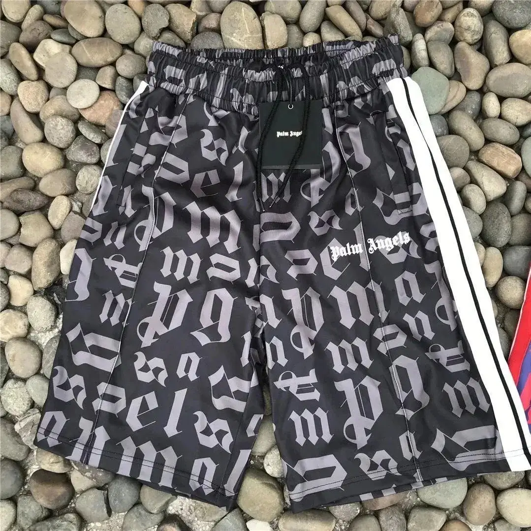 Palm Angels Monogram Track Shorts Black White
