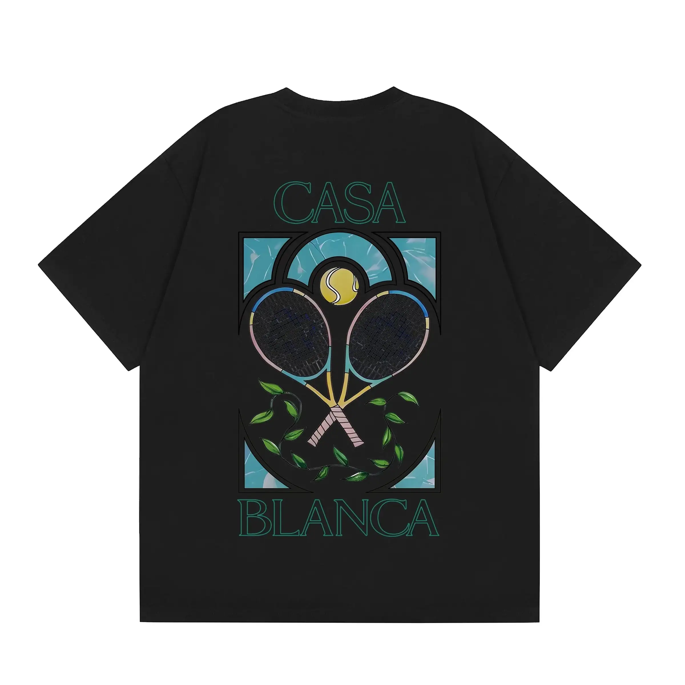 Casablanca Tennis Racquet Graphic Tee Black