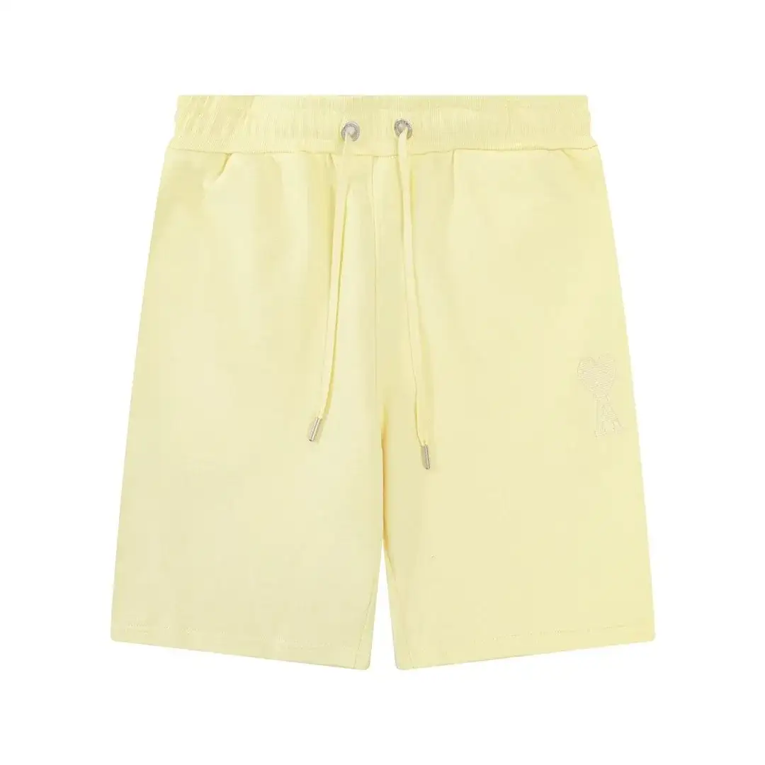 Ami Paris Heart Logo Sweat Shorts Yellow