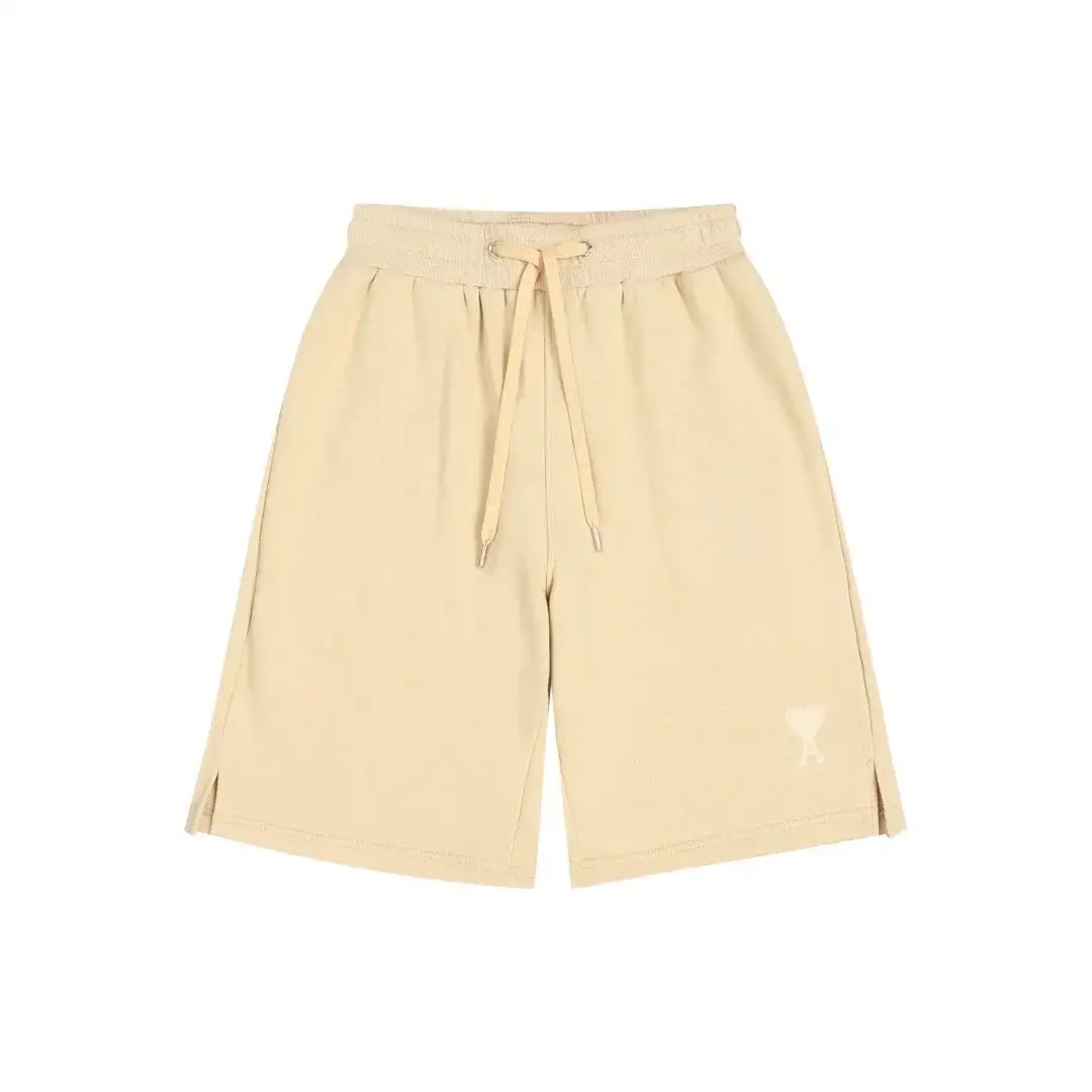 Ami Paris Heart Logo Sweat Shorts Light Beige