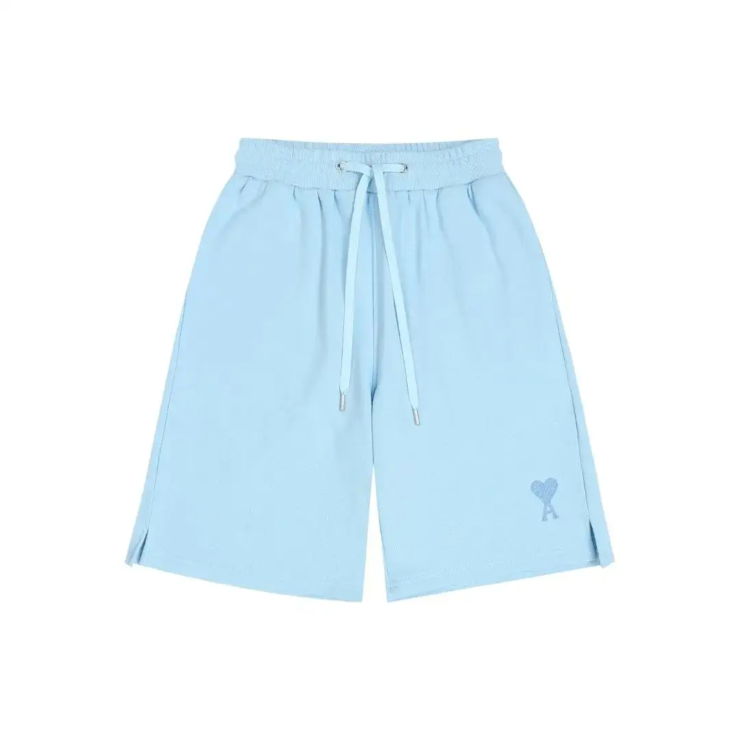 Ami Paris Heart Logo Sweat Shorts Light Blue