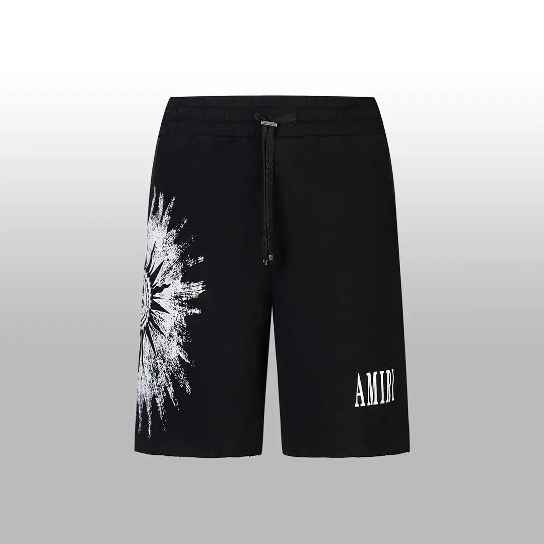 Amiri Sunburst Graphic Black Shorts