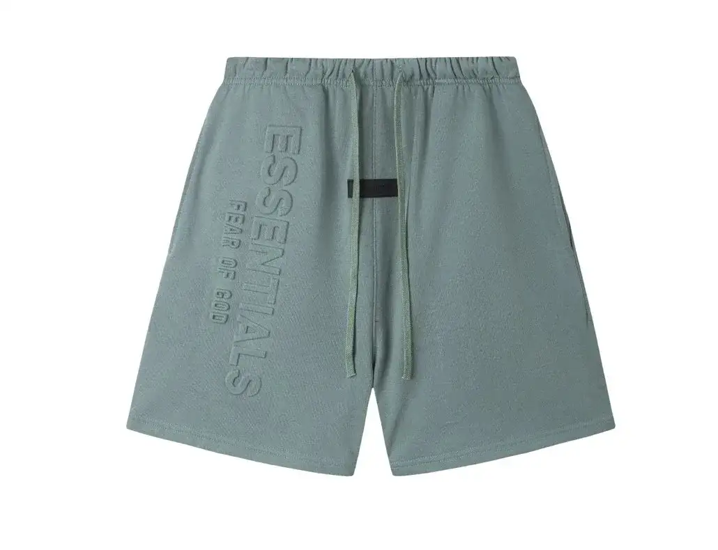 Fear of God Essentials Sage Green Vertical Logo Shorts