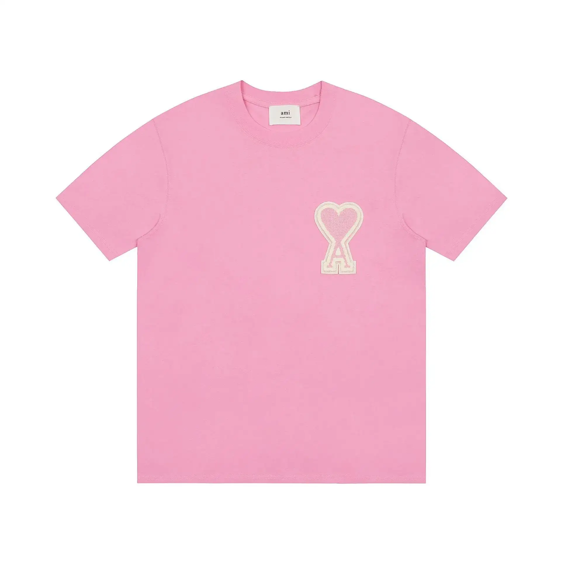 Ami Paris Heart Logo T-Shirt Rose Pink