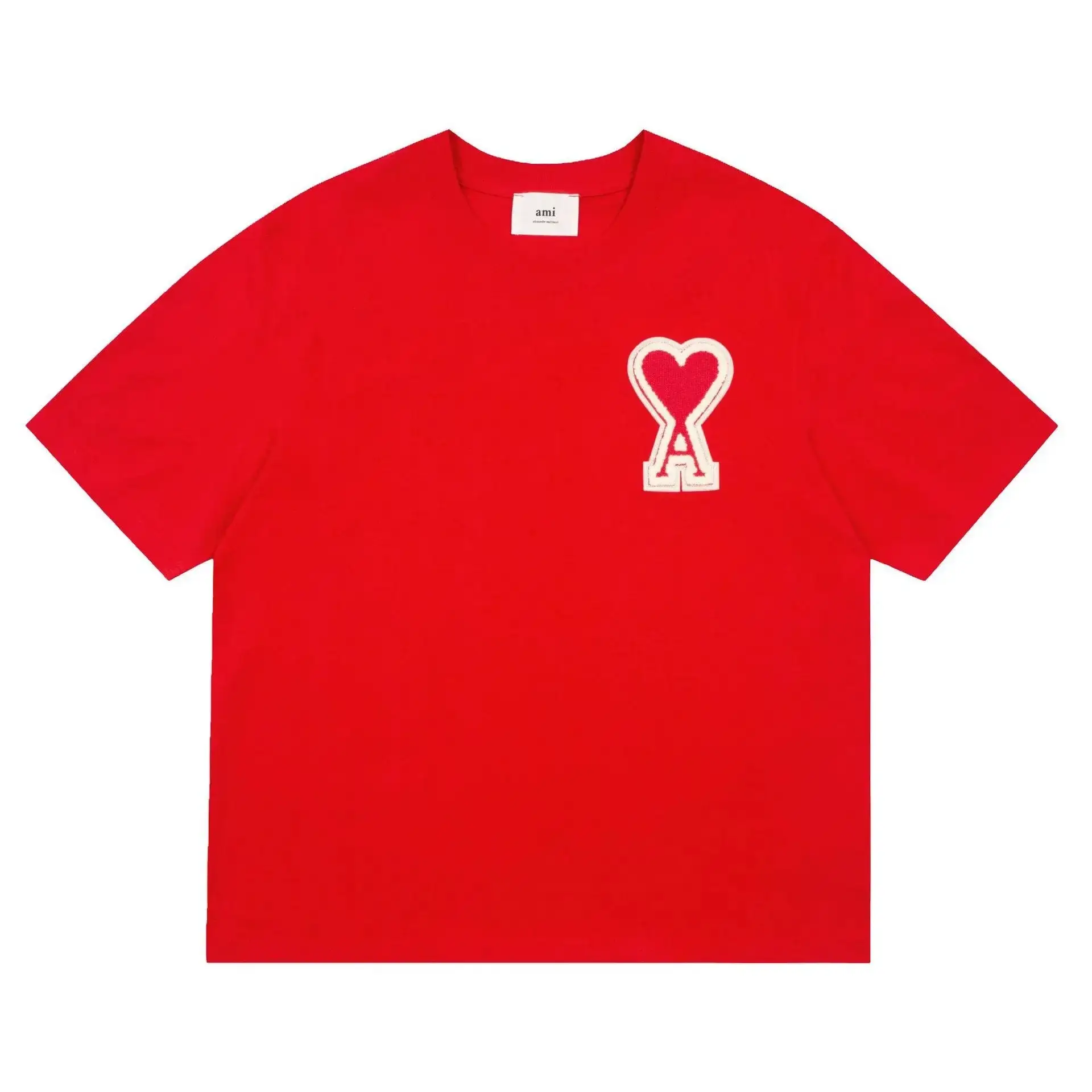 Ami Paris Heart Logo T-Shirt Bright Red