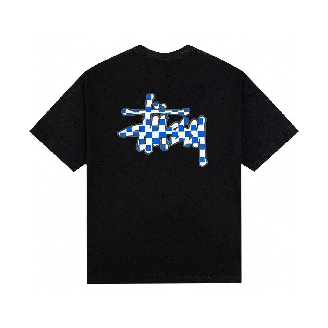 Stussy Checkered Stock Logo T-Shirt Black