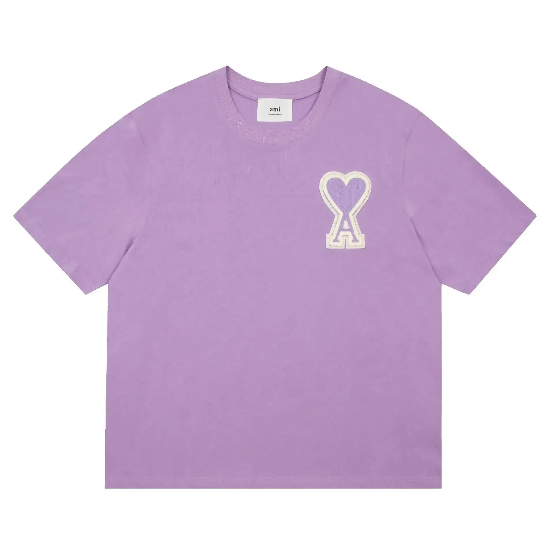 Ami Paris Heart Logo T-Shirt Taro Purple