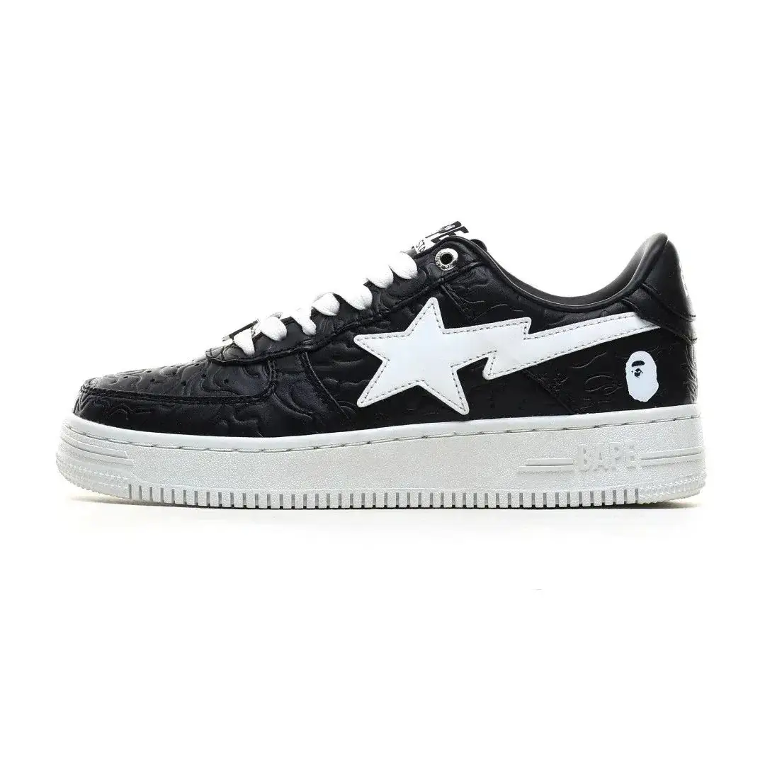 A Bathing Ape Bape Sta Low Embossed Black White