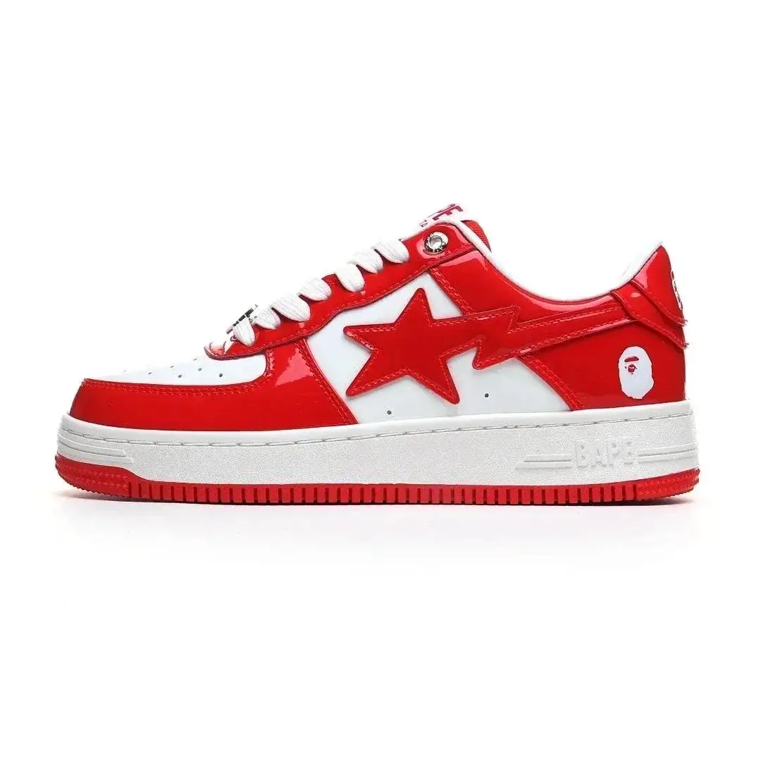 A Bathing Ape BAPE Sta Low Patent Red and White