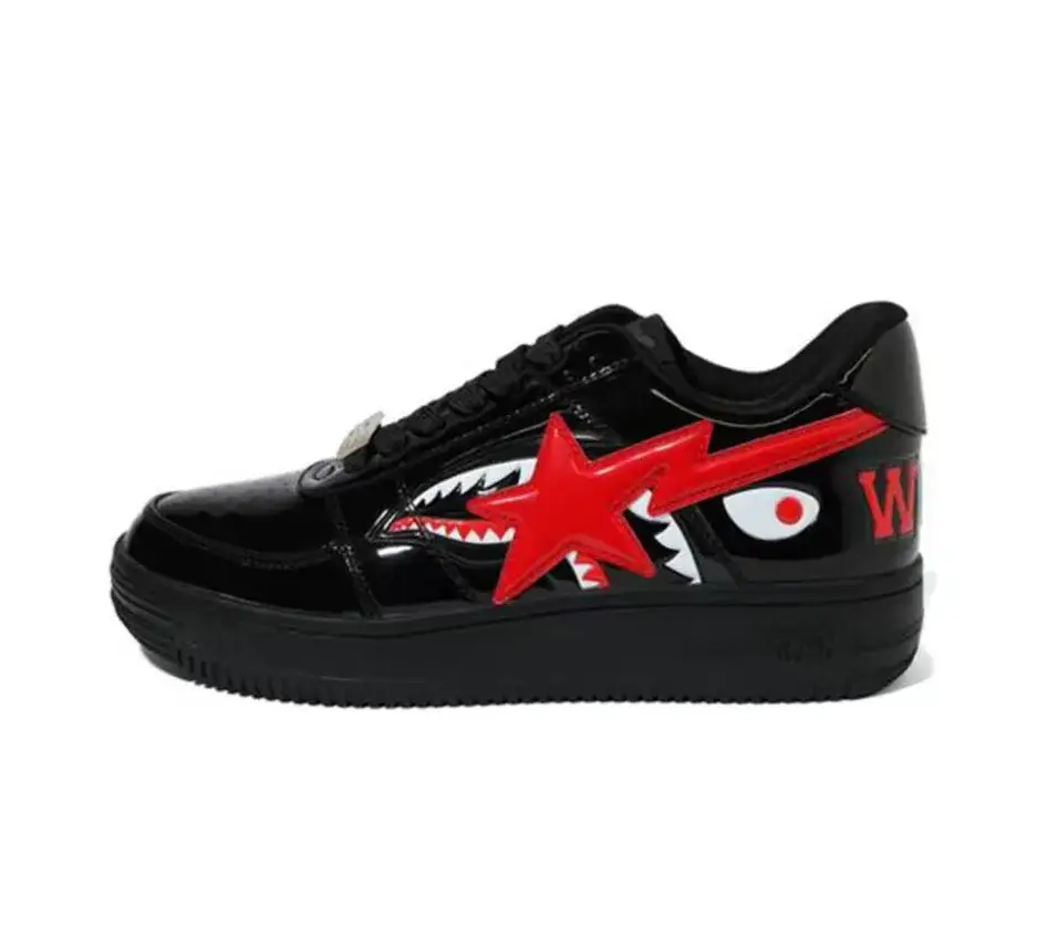 A Bathing Ape BAPE Sta Low Shark Black Red