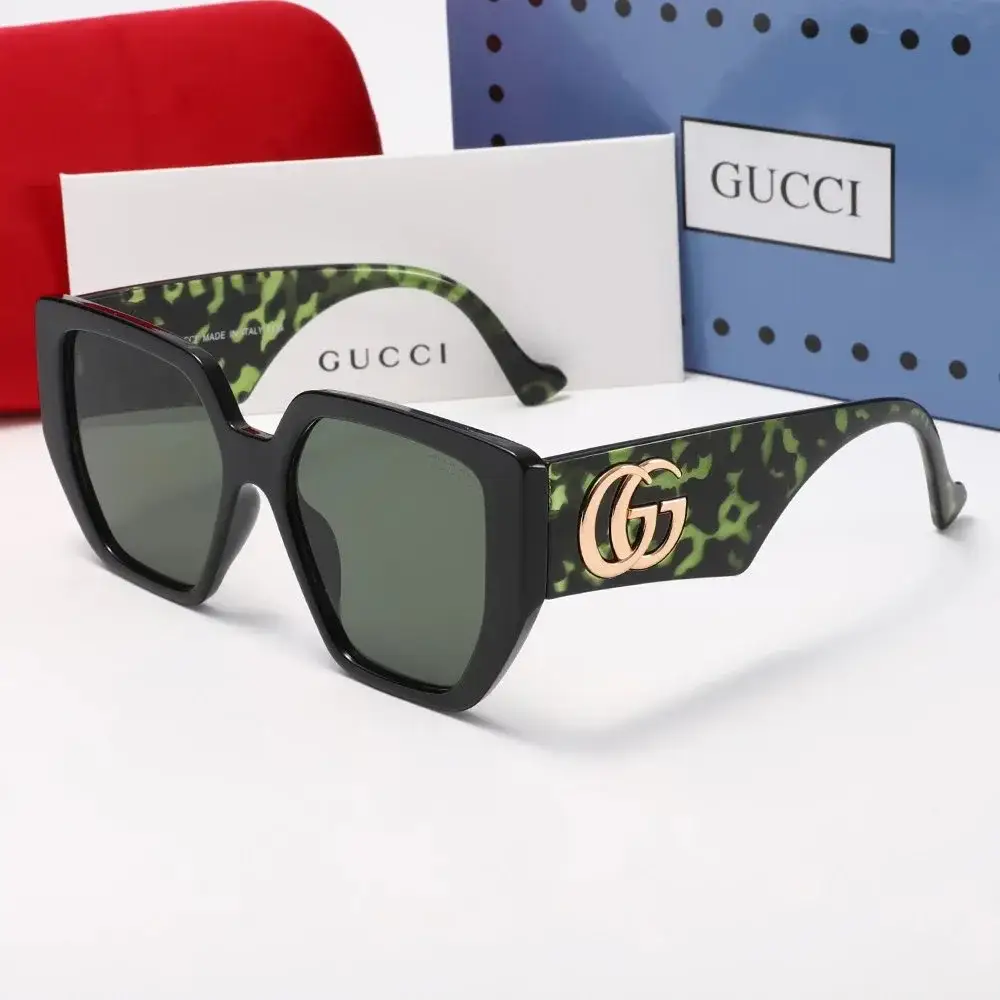Gucci Interlocking G Geometric Sunglasses Green Leopard