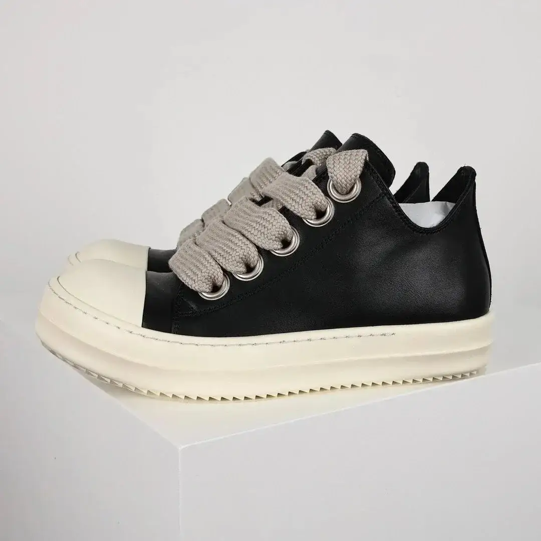 Rick Owens Jumbo Lace Low Sneakers Black Gray